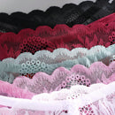 Set de 5 tangas sexy de mujer de cintura baja y unicolor con encaje floral, lenceria para damas