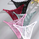 Set de 5 tangas sexy de mujer de cintura baja y unicolor con encaje floral, lenceria para damas