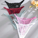 Set de 5 tangas sexy de mujer de cintura baja y unicolor con encaje floral, lenceria para damas