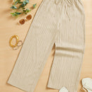 Essnce pantalones casuales de pernera ancha de 7/8 con textura y cintura anudada de unicolor para mujer