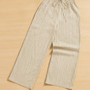 Essnce pantalones casuales de pernera ancha de 7/8 con textura y cintura anudada de unicolor para mujer