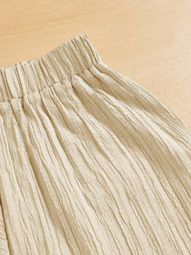 Essnce pantalones casuales de pernera ancha de 7/8 con textura y cintura anudada de unicolor para mujer