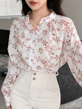 DAZY Camisa con mangas de linterna y estampado floral