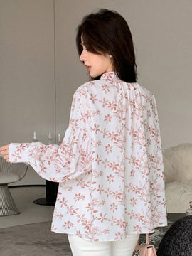 DAZY Camisa con mangas de linterna y estampado floral