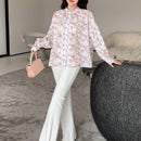 DAZY Camisa con mangas de linterna y estampado floral