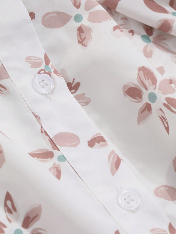 DAZY Camisa con mangas de linterna y estampado floral
