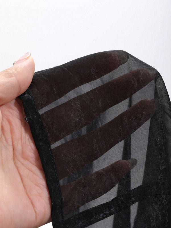 DAZY Camisa femenina holgada de manga larga con frente anudado y peso ligero de unicolor