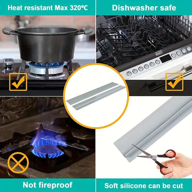 Paquete de 4 cubiertas de silicona para espacios de encimera de estufa, resistentes al calor, tiras de relleno de espacios de cocina impermeables, fáciles de limpiar, espaciadores de sellado cortables para estufas y mostradores