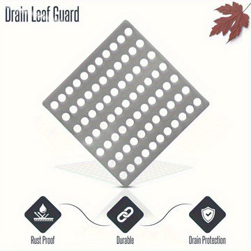 1 rejilla de acero inoxidable para drenaje, protector de hojas – Placa cuadrada resistente al óxido, filtro para protección de desagües exteriores