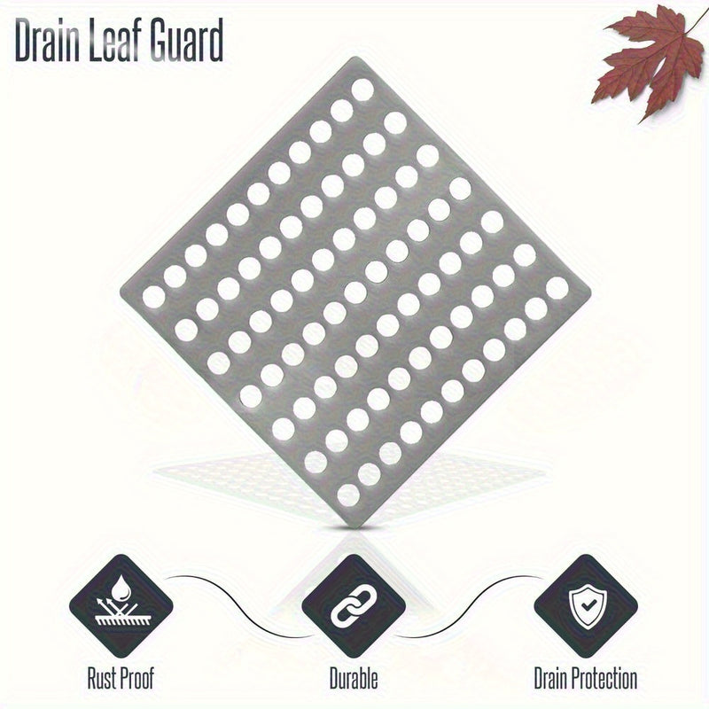 1 rejilla de acero inoxidable para drenaje, protector de hojas – Placa cuadrada resistente al óxido, filtro para protección de desagües exteriores