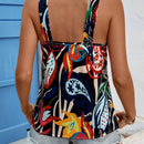 Blusa con cuello halter y estampado completo