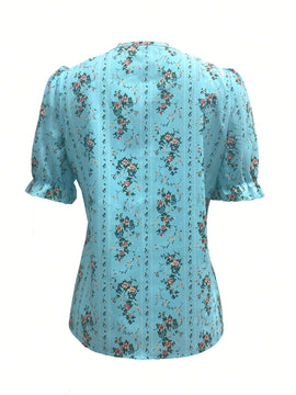 Camiseta de verano de manga corta para mujer con encaje y parches en el cuello en V
