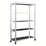 Organizador de cocina de acero inoxidable de 3 niveles - Estantería de almacenamiento para microondas y horno industrial, carrito de utilidad autosoportado para uso en el hogar y la oficina, no requiere electricidad