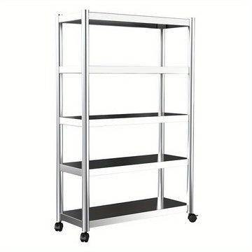 Organizador de cocina de acero inoxidable de 3 niveles - Estantería de almacenamiento para microondas y horno industrial, carrito de utilidad autosoportado para uso en el hogar y la oficina, no requiere electricidad