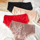 4 piezas pantis de unicolor para mujer, ropa interior de comodidad suave con encaje de contraste y bordes de encaje