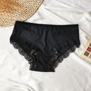 4 piezas pantis de unicolor para mujer, ropa interior de comodidad suave con encaje de contraste y bordes de encaje
