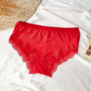 4 piezas pantis de unicolor para mujer, ropa interior de comodidad suave con encaje de contraste y bordes de encaje