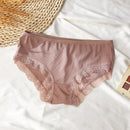 4 piezas pantis de unicolor para mujer, ropa interior de comodidad suave con encaje de contraste y bordes de encaje