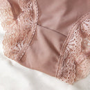4 piezas pantis de unicolor para mujer, ropa interior de comodidad suave con encaje de contraste y bordes de encaje