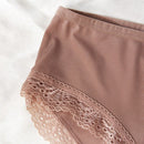 4 piezas pantis de unicolor para mujer, ropa interior de comodidad suave con encaje de contraste y bordes de encaje