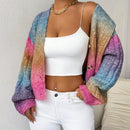 Relaxiva cardigan de punto con botones delanteros, manga larga, de color ombre, hecho de un hilado jaspeado y tejido de nervio