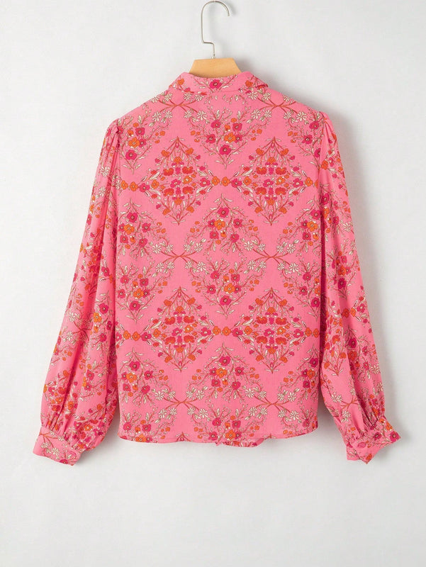Camisa de mujer de manga larga con estampado floral