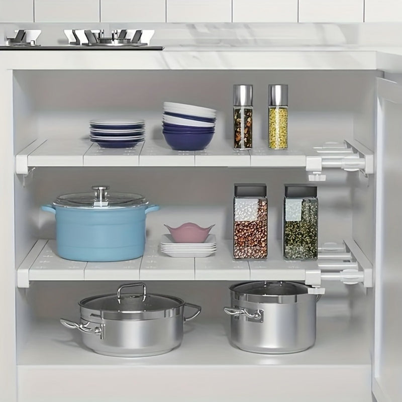 4 divisores ajustables para estantes de armario - Organizador expandible para guardarropas, baño, cocina - Instalación fácil sin taladrar con almohadillas de viscosa incluidas - Sistema de partición versátil