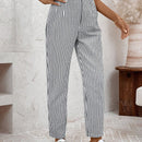 Lune pantalones casuales estriados nauticos entallados para mujer, otono