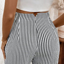 Lune pantalones casuales estriados nauticos entallados para mujer, otono