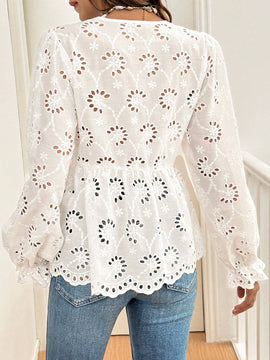 Camisa sencilla de manga larga y unicolor para mujer, ideal para uso diario