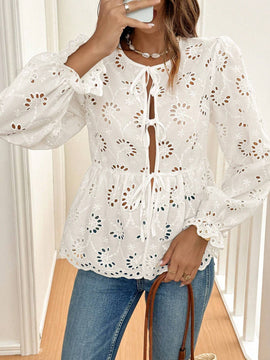 Camisa sencilla de manga larga y unicolor para mujer, ideal para uso diario