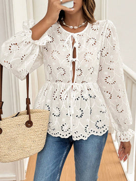Camisa sencilla de manga larga y unicolor para mujer, ideal para uso diario