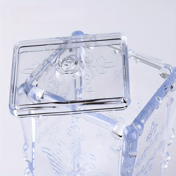 Caja Organizadora de Arte de Uñas con Diseño de Mariposa Acrílica Transparente - Almacenamiento de Pañuelos de Maquillaje con Patrón Floral, Ligera y Portátil para Salón o Uso Doméstico (7.5x6.5x15cm)