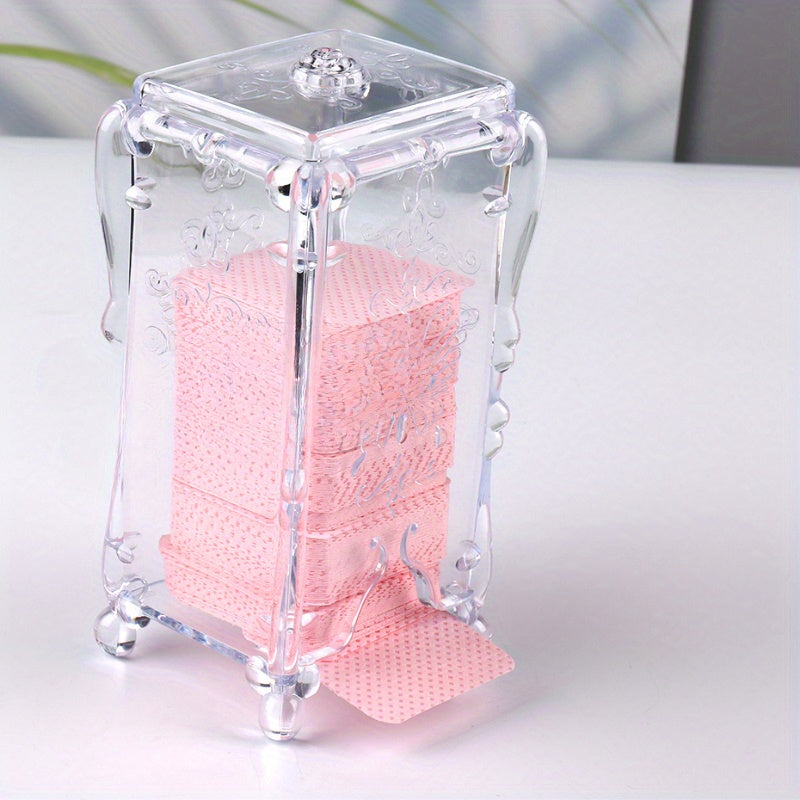 Caja Organizadora de Arte de Uñas con Diseño de Mariposa Acrílica Transparente - Almacenamiento de Pañuelos de Maquillaje con Patrón Floral, Ligera y Portátil para Salón o Uso Doméstico (7.5x6.5x15cm)