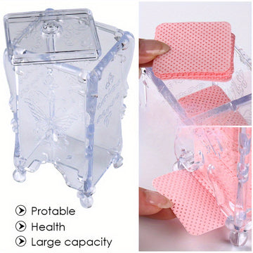 Caja Organizadora de Arte de Uñas con Diseño de Mariposa Acrílica Transparente - Almacenamiento de Pañuelos de Maquillaje con Patrón Floral, Ligera y Portátil para Salón o Uso Doméstico (7.5x6.5x15cm)