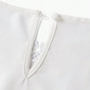 MOTF PREMIUM Blusa de manga globo con cordones y contraste de encaje