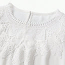 MOTF PREMIUM Blusa de manga globo con cordones y contraste de encaje