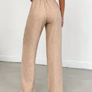 Tall pantalones casuales para mujer de algodon con nudo y unicolor y tiro alto