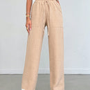 Tall pantalones casuales para mujer de algodon con nudo y unicolor y tiro alto