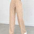 Tall pantalones casuales para mujer de algodon con nudo y unicolor y tiro alto