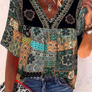 Blusa de verano para mujer con estampado floral y cuello en V