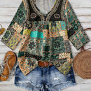 Blusa de verano para mujer con estampado floral y cuello en V