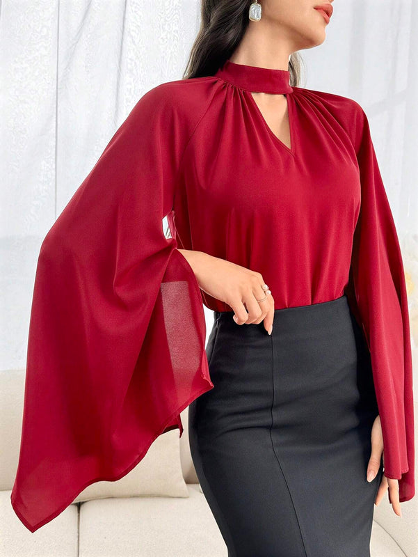 Camisa para mujer de mangas capa lisas de unicolor para uso diario simple