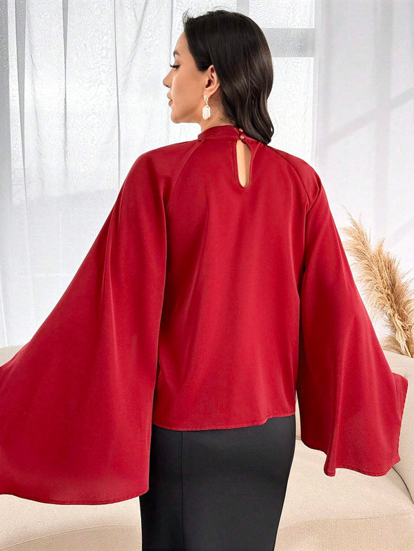 Camisa para mujer de mangas capa lisas de unicolor para uso diario simple