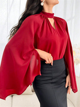 Camisa para mujer de mangas capa lisas de unicolor para uso diario simple