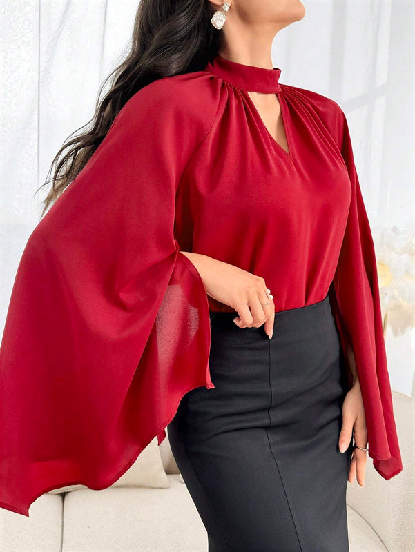 Camisa para mujer de mangas capa lisas de unicolor para uso diario simple