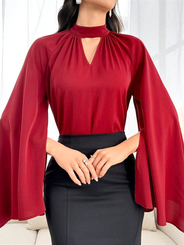 Camisa para mujer de mangas capa lisas de unicolor para uso diario simple
