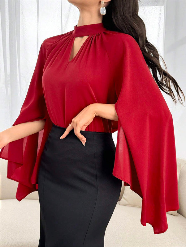 Camisa para mujer de mangas capa lisas de unicolor para uso diario simple