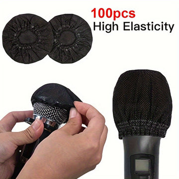 100 pzas Fundas Premium Desechables para Micrófonos - Suaves, Elásticas y Transpirables de Tela No Tejida Protectora para Micrófonos de Mano - Ajuste Universal para KTV, Estudio, Conferencia, Actuaciones, Entrevistas y Podcasting - Duraderas, Higiénicas