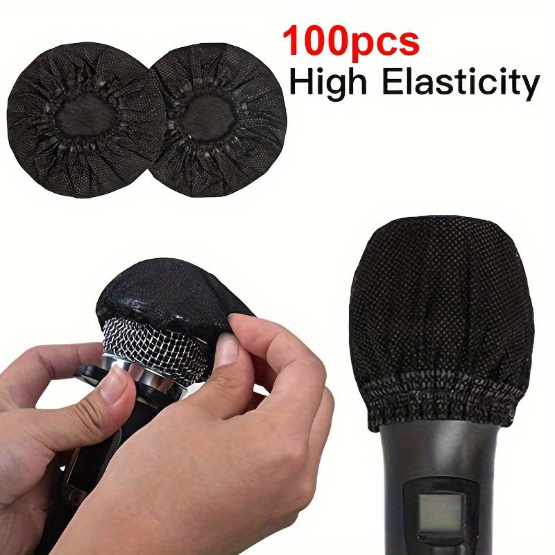 100 pzas Fundas Premium Desechables para Micrófonos - Suaves, Elásticas y Transpirables de Tela No Tejida Protectora para Micrófonos de Mano - Ajuste Universal para KTV, Estudio, Conferencia, Actuaciones, Entrevistas y Podcasting - Duraderas, Higiénicas